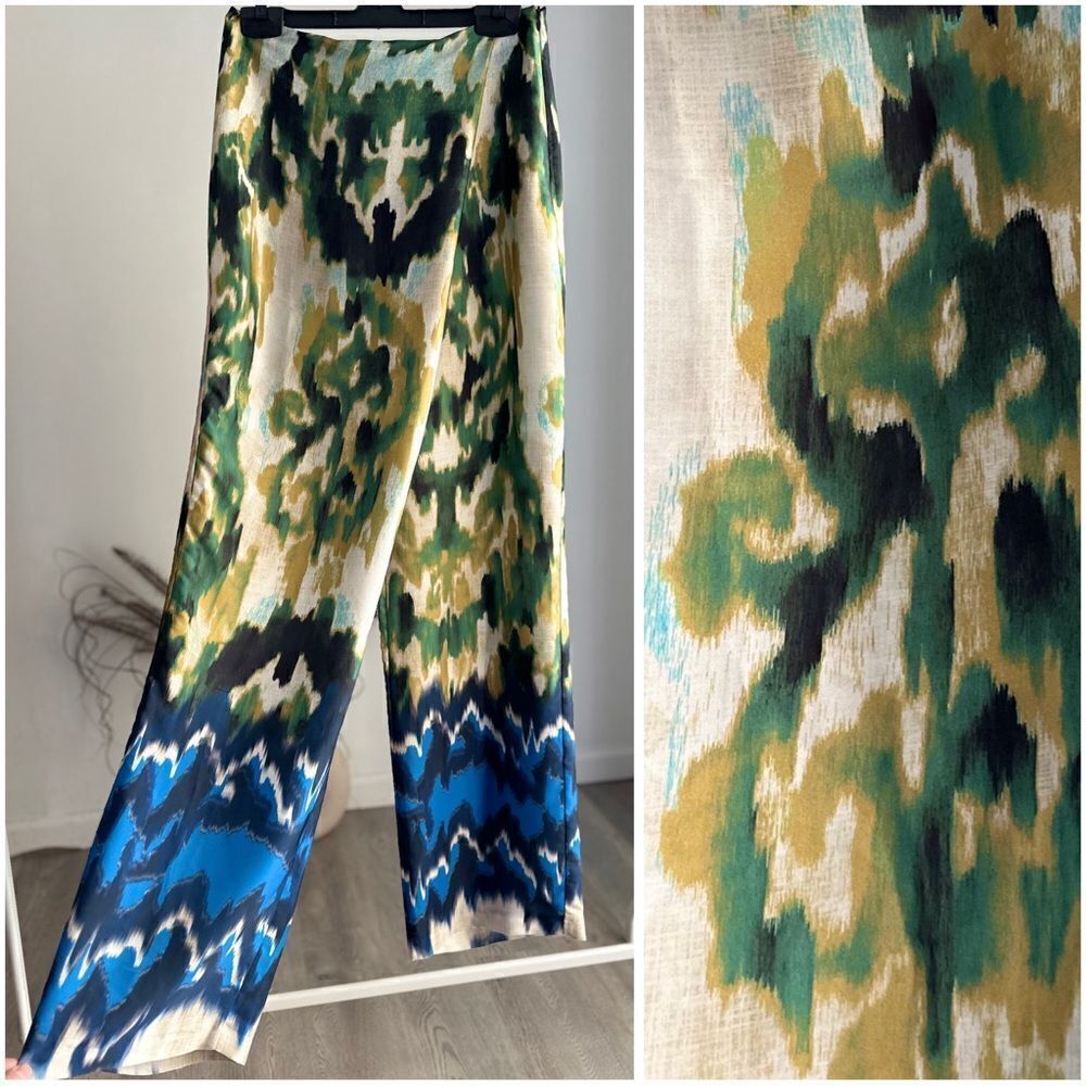 NWT ZARA WOMAN HIGH WAISTED PRINTED PAREO PANTS MULTICOLORED 3105/204